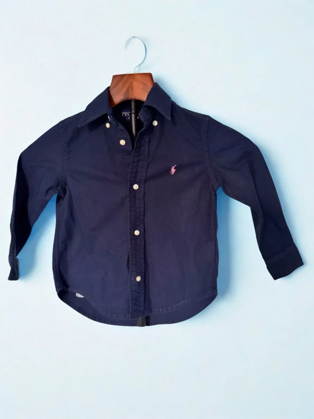 Pink Pony Ralph Lauren Toddler Shirt 3T Navy Cotton Button-Up